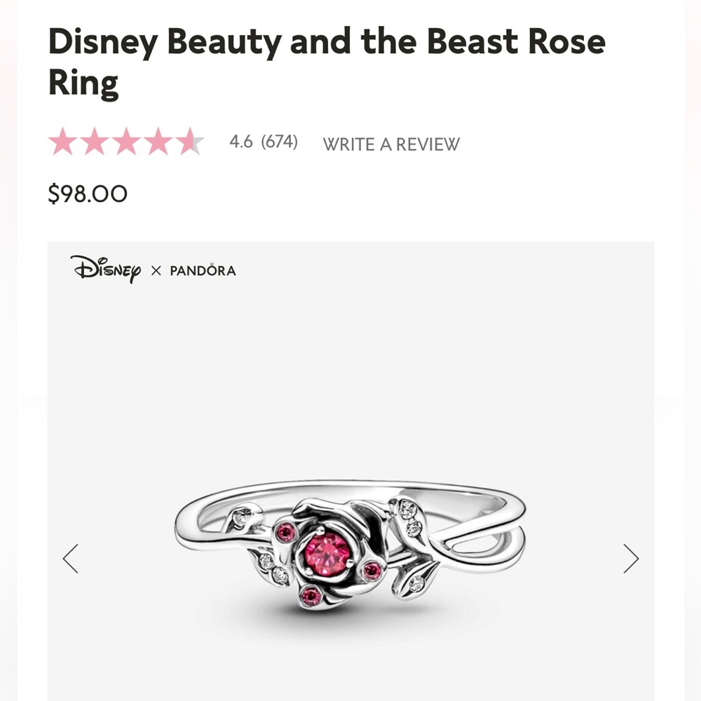 Beauty and the Beast Rose Pandora Ring - Picture 8 of 9